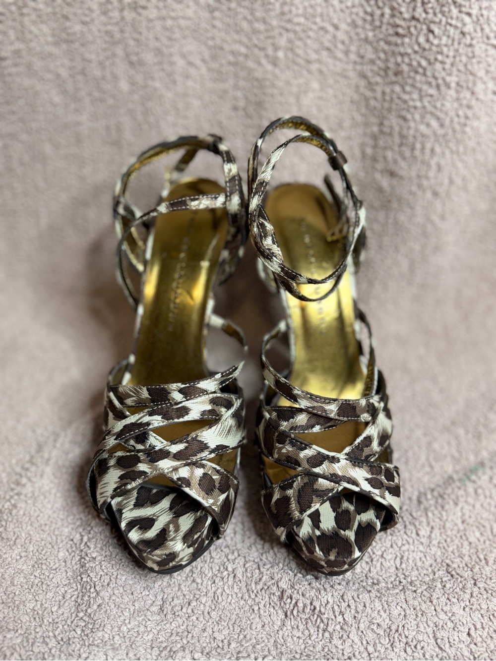 Chinese Laundry Leopard Print Strappy Stiletto Heels Size 8.5M Animal Print
